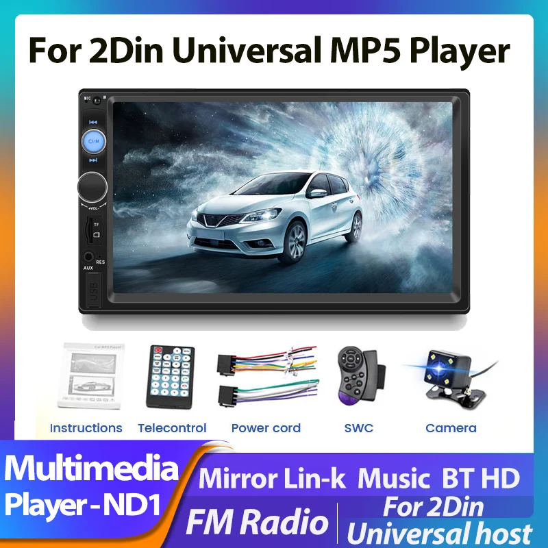 2din Stereo 7inch MP5 Player Universal Car Touch Screen Automotive Multimedia Bluetooth USB TF FM Radio For Honda Toyota Hyundai