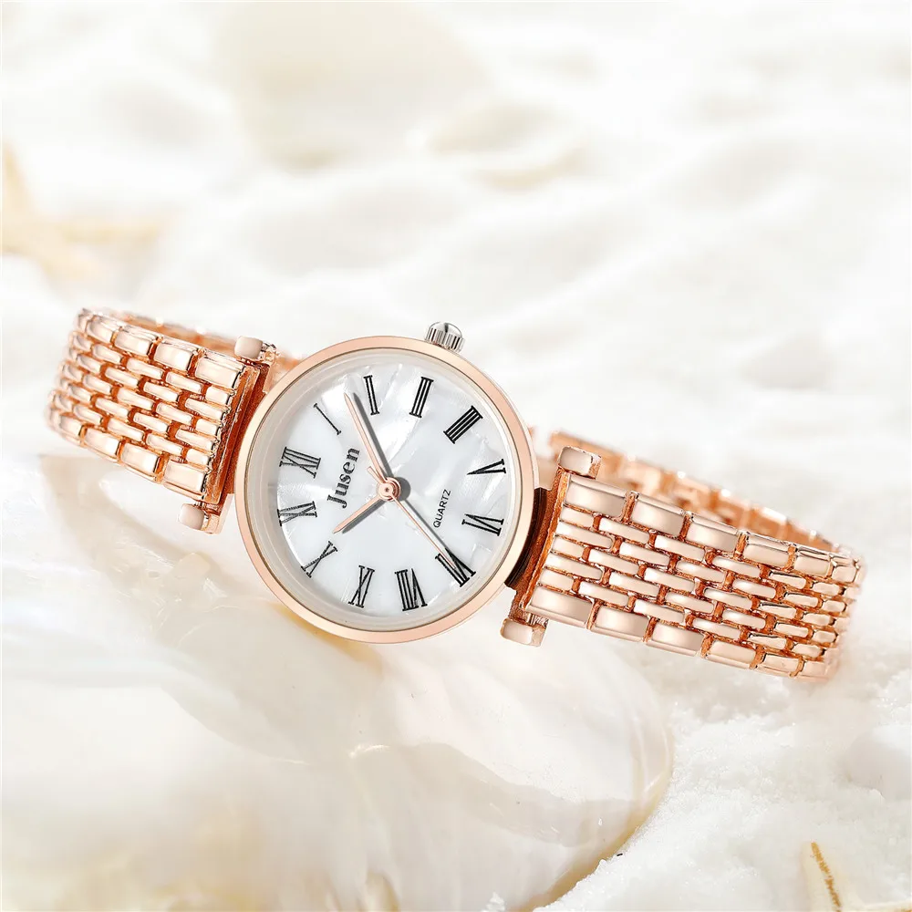 Fashion Silver Steel Bracelet Band Roman Scale Dial Quartz Women Watch