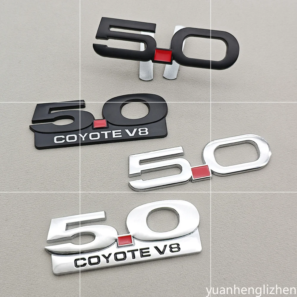 5.0 COYOTE V8 twin turbo Logo Car Badge Front Grille Emblem Rear Trunk Fender Sticker Decals For F150 Mustang GT Accessories