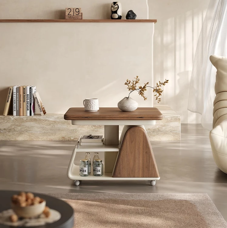 

*Medieval style foldable lifting tea table rock slab living room household trolley side few