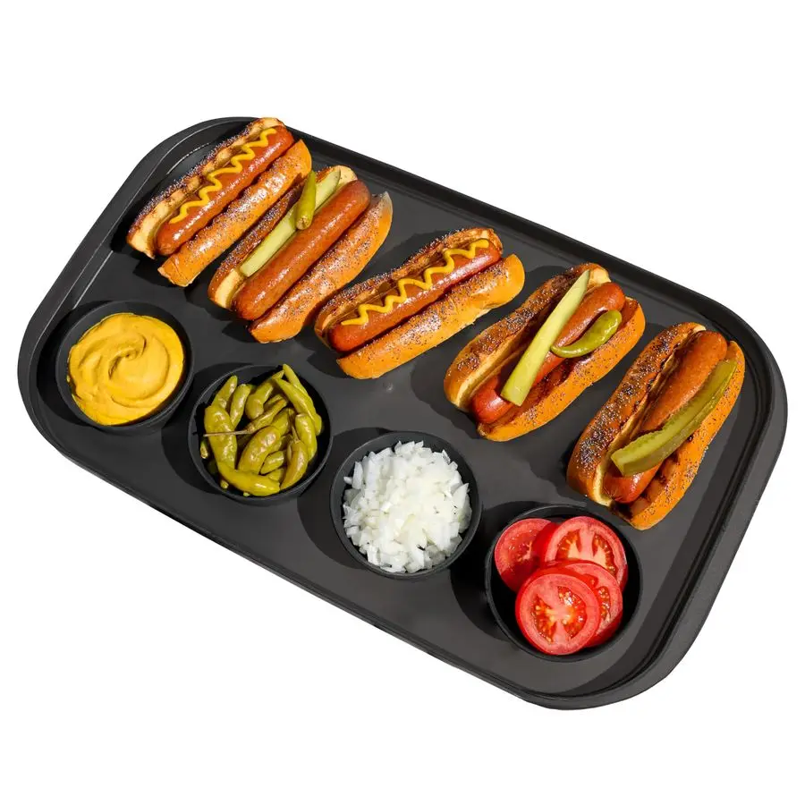 

Dipware Family Style Serving Tray 4Bowl Plate for Gameday and BBQs, Football Serving Tray, Stackable amp Removable Bowls, Dishwa