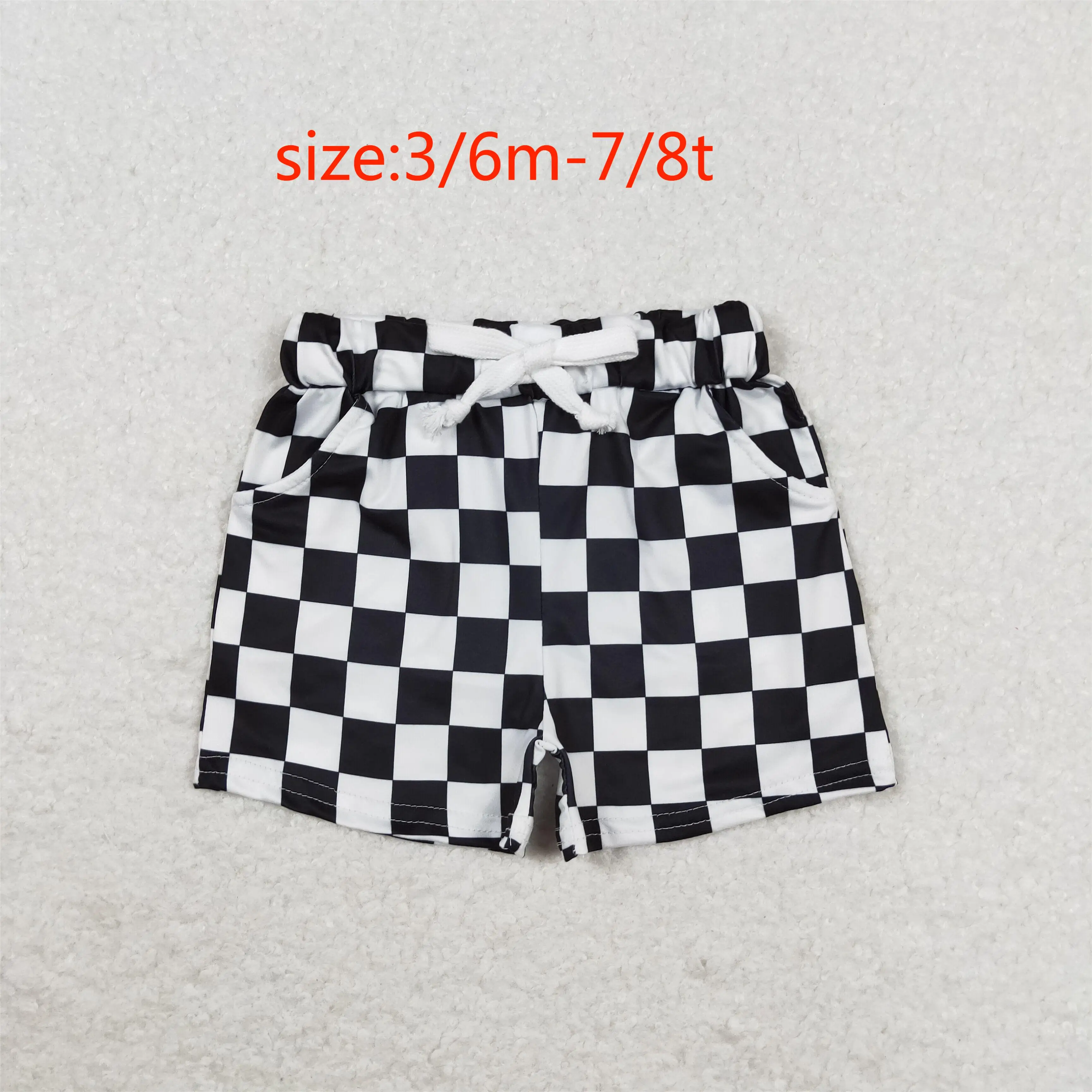 

z1201-04 SS0273 Summer RTS Wholesale toddler boys Black plaid pocket shorts New Arrival Boutique baby boys clothes shorts