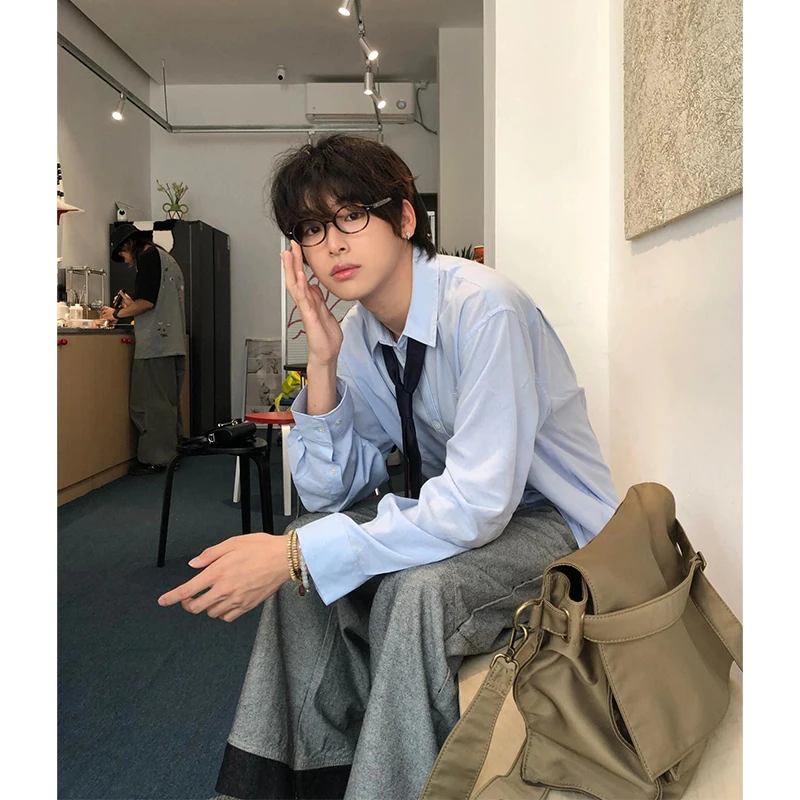 Tian Blue Ice Silk Long Sleeve Men's Summer Thin Casual Shirt Korean Style Sun Protection Lightweight Fashionable Casual Shirt