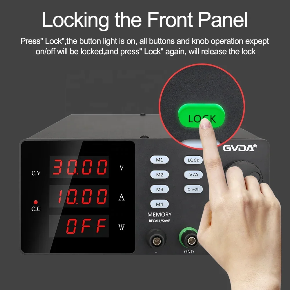GVDA New USB Laboratory Power Supply 30V 10A Adjustable DC Power Supply with Memory Function Programmable Switching Power Supply