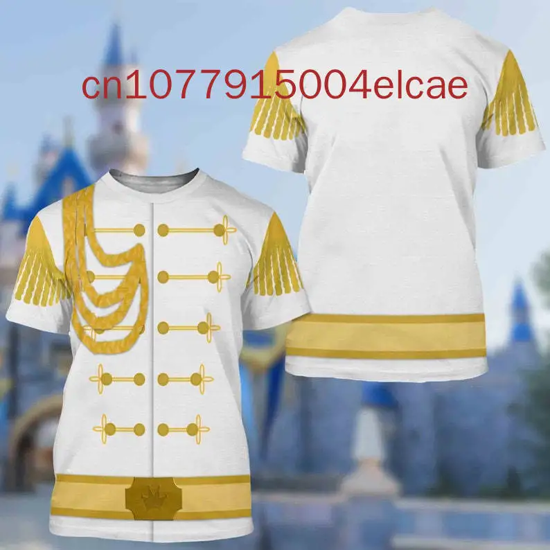 New Disney Prince Charming T-Shirt 3D Printed Casual Street Harajuku Round Neck Men's and Women's Children's T-Shirts