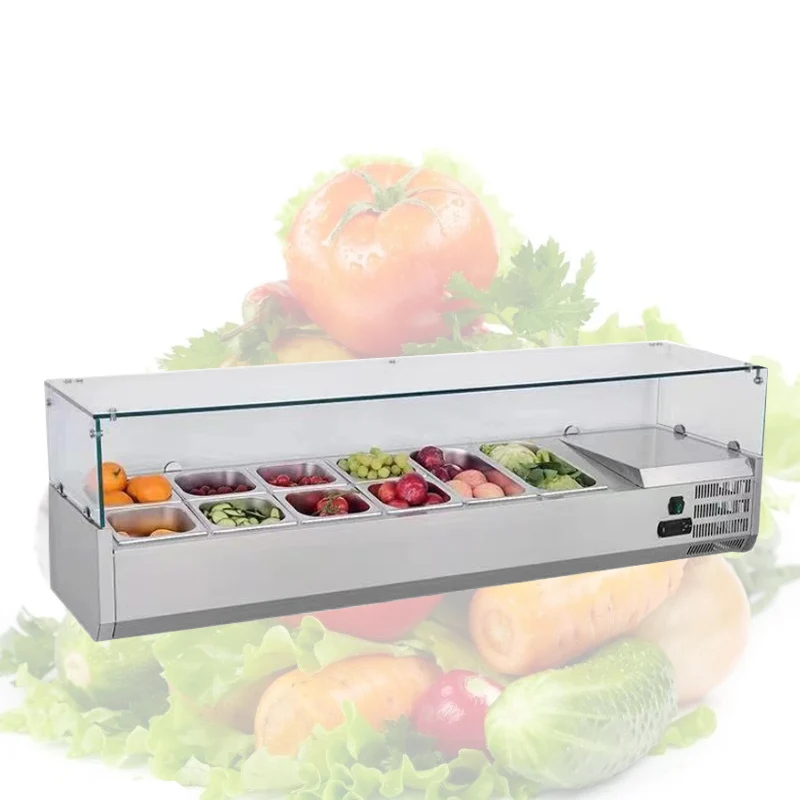 

Fruit Shop Fruit Salad Refrigerated Display Cabinet Sushi Showcase Display Cabinet Glass Cooler Freezer Refrigerator Countertop