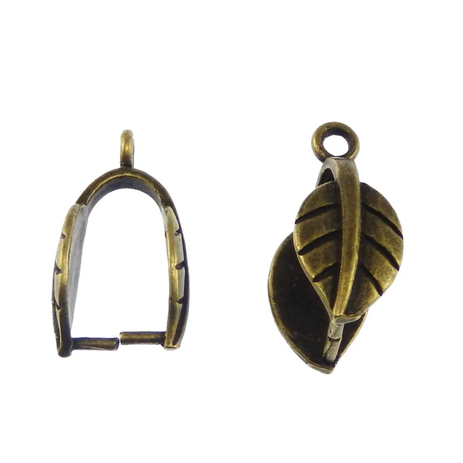 12pcs Antiqued Bronze Tone Brass Vivid Leaf Clasps End Pendant Charms Findings Handmade Jewelry Accessory 37468