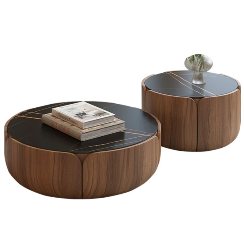 Italian solid wood round, home creativity, petal combination coffee table, rock slab living room letter coffee table