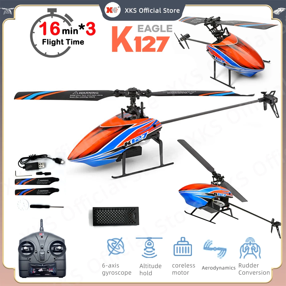 

WLtoys XKS RC Helicopters K127 2.4G 4CH 6-Aixs Gyroscope Single Blade Propellor Gyro Mini RC Helicotper RC Toy Gift for Kid v911