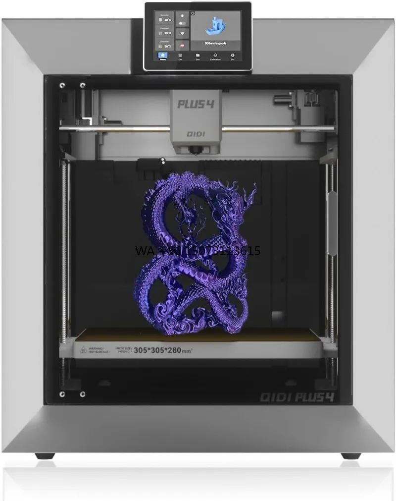 

3D-принтер QIDI PLUS4, скорость 600 мм/с, высокая температура 65 ℃ Камера 370 ° C Экструдер с автоматическим выравниванием, 1 год для промышленного использования PLA