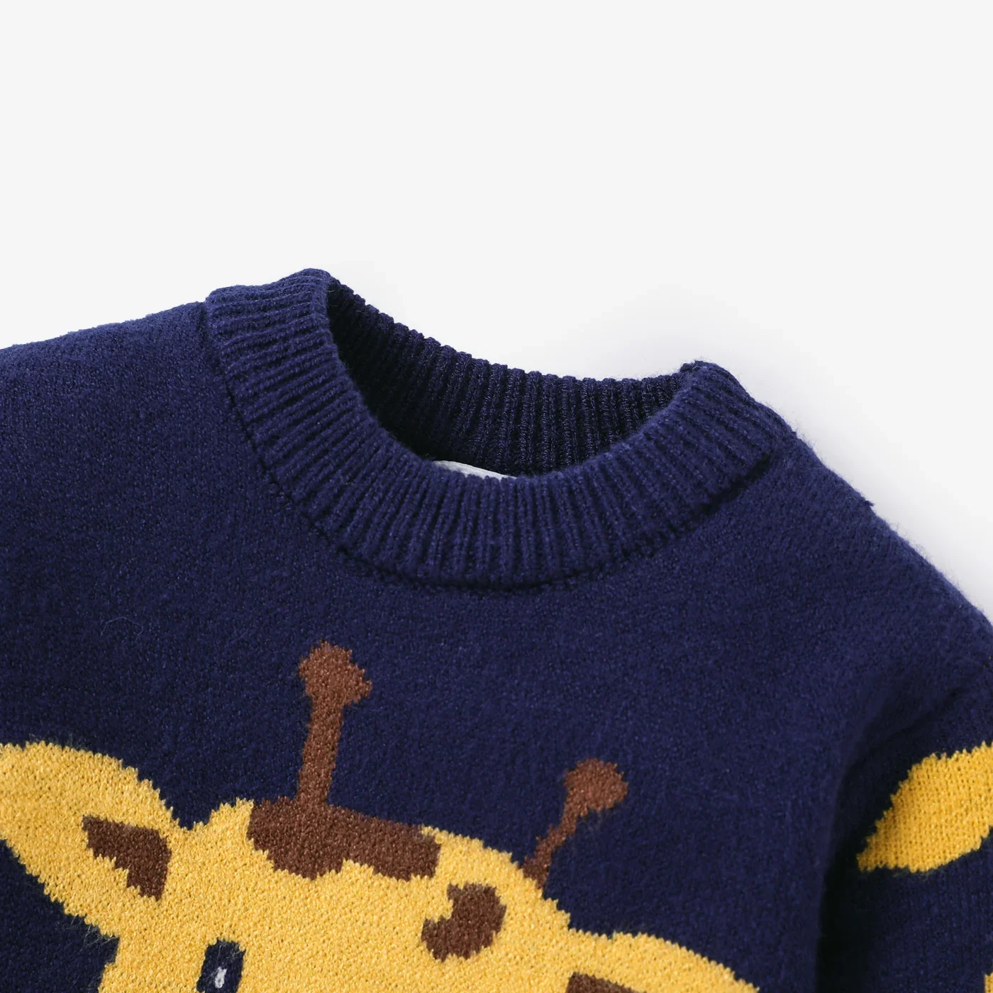 PatPat Baby Boy Giraffe Embroidery Long-sleeve Sweater Soft and Comfortable  Perfect for Outings and Daily Wear Basic Style