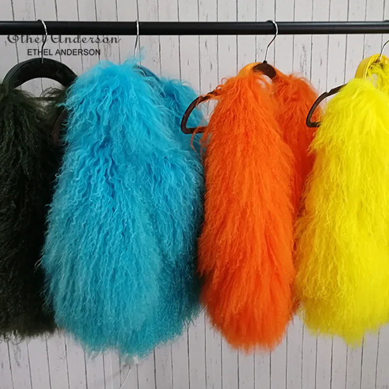 Luxury Real Mongolia Lamb Fur Handbag Soft Plush Genuine Leather Shoulder Boston Bag Women's Purse Hobo Style Fluffy Fuzzy Bags