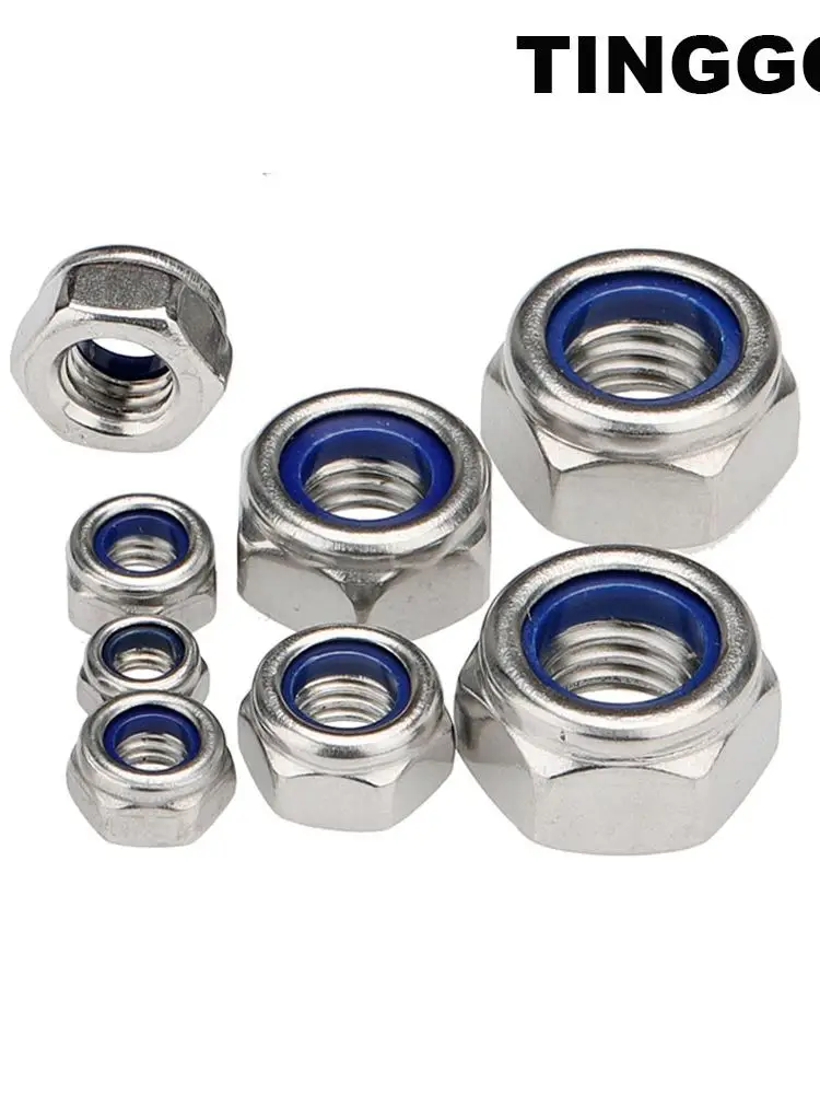 M3 M4 M5 M6 M8 M10-M16 304 acier inoxydable épaissi/mince/DIN985 filetage gauche autobloquant en Nylon insérer écrou de blocage DIN982 GB6172.2