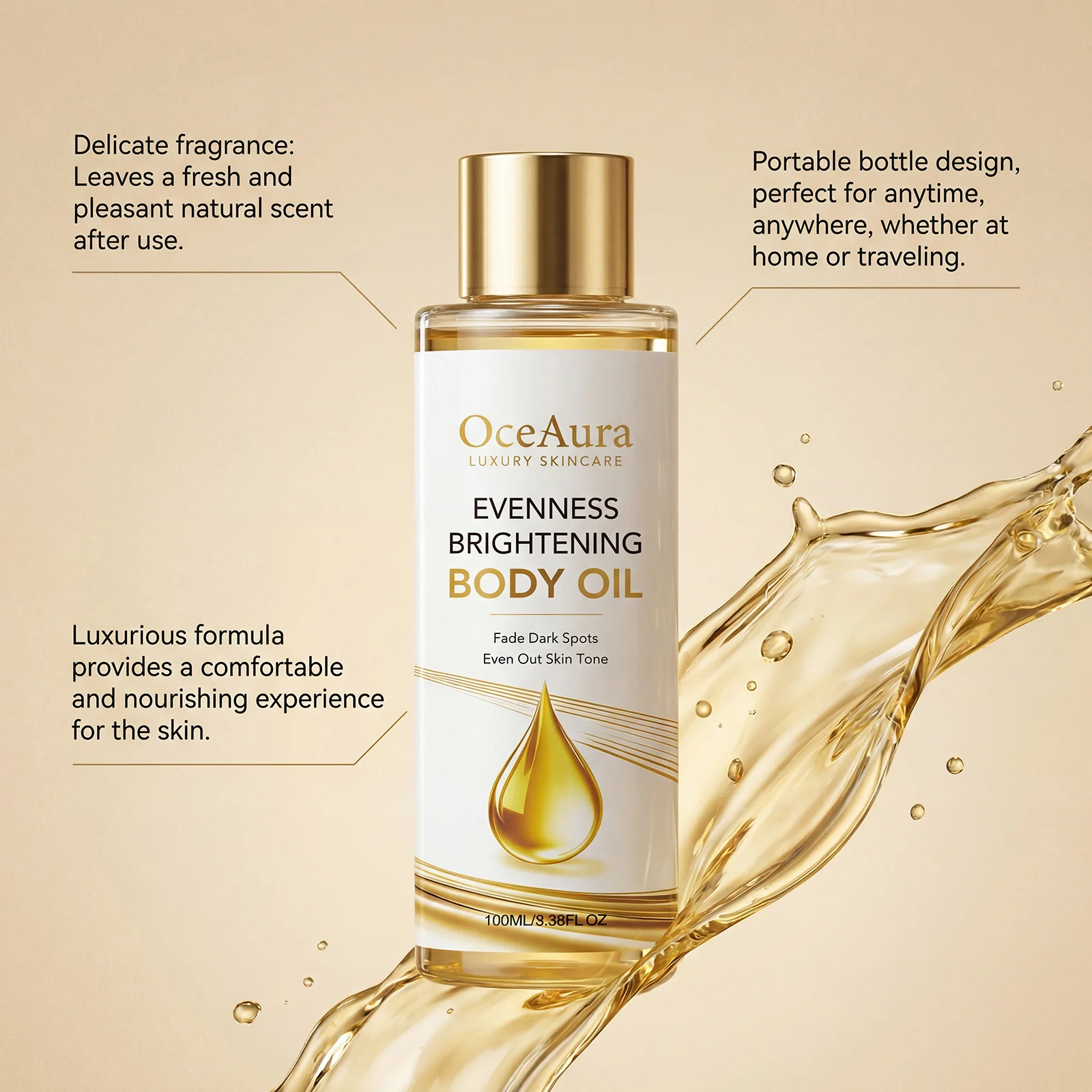 Brightening Body Oil Firming Moisturizing Rejuvenating Smoothing Softening Fade Fine Lines Soothing Repairing Glowing Body Oil