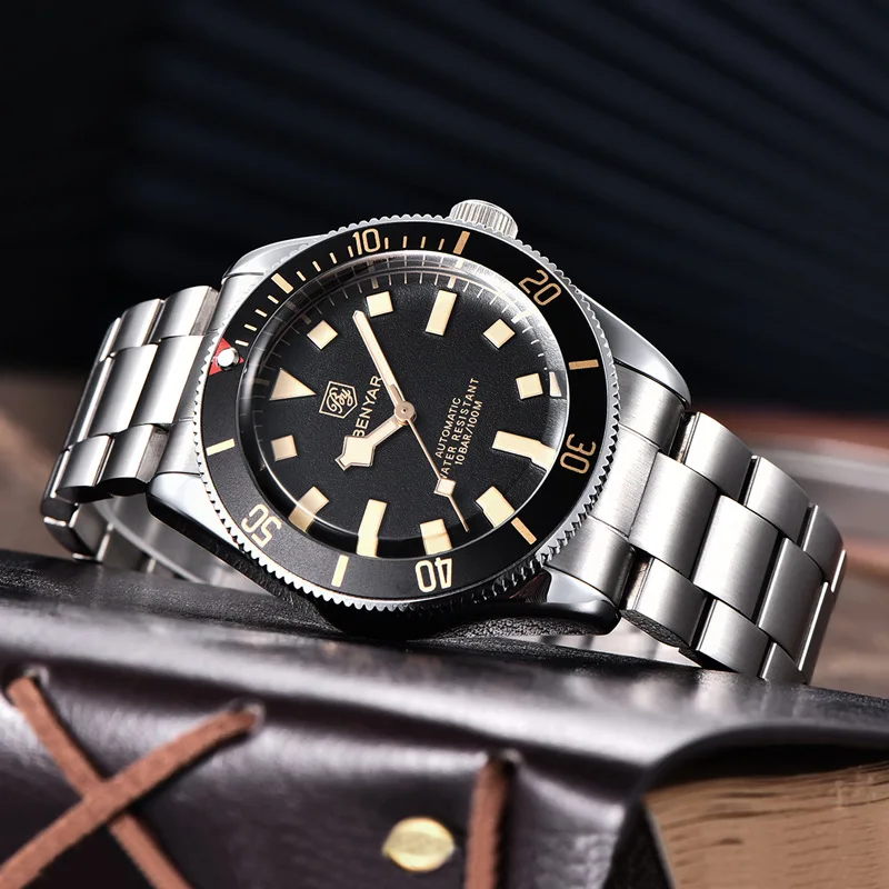 

BENYAR мужские автоматические часы спортивные механические роскошные деловые водонепроницаемые наручные часы для мужчин корпус из сплава с скобкой из нержавеющей стали