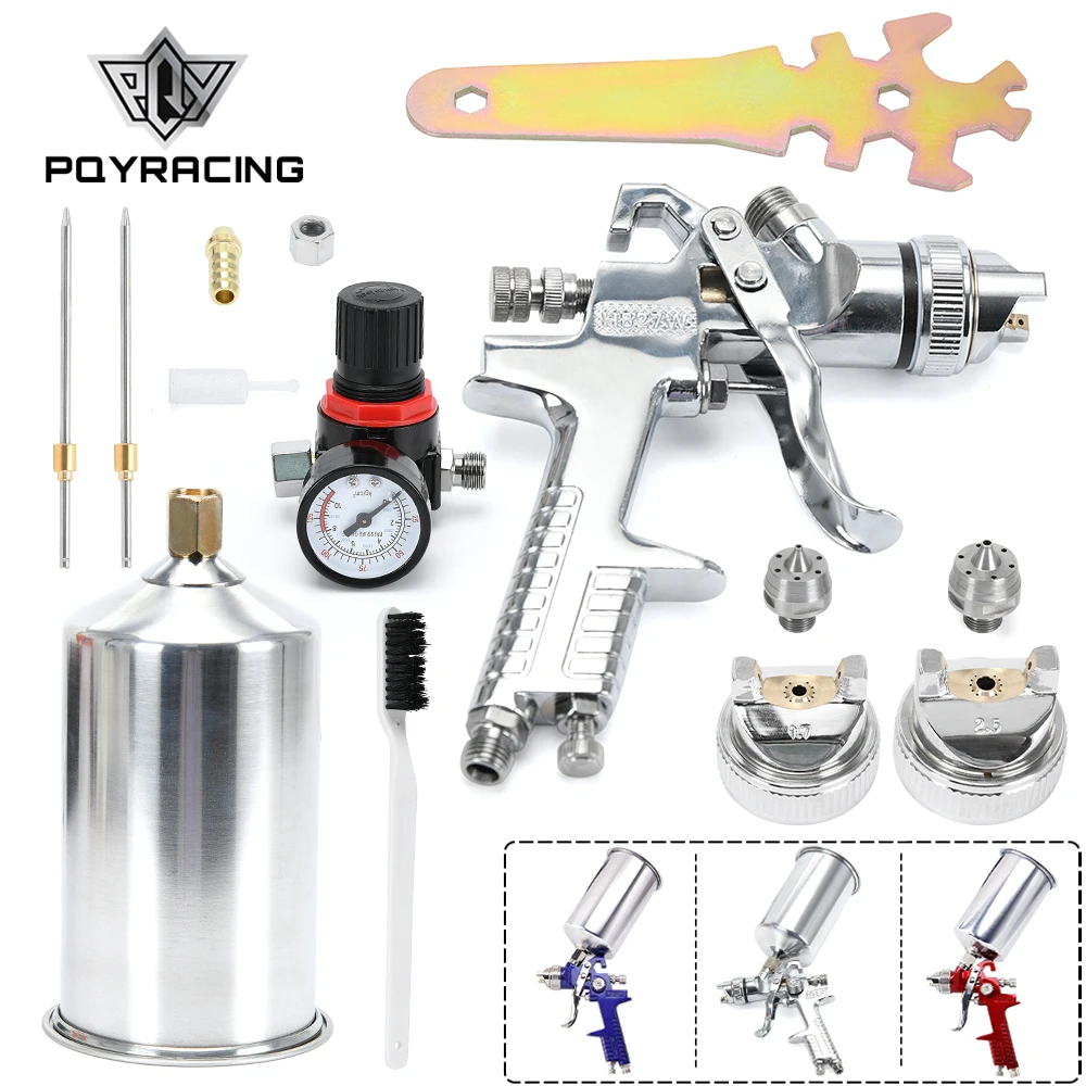 2.5mm Professional HVLP Spray Gun HVLP Gravity Feed SPRAY GUN Kit With Regulator Paint Primer Metal Flake 1L DIY Spray Paint Kit