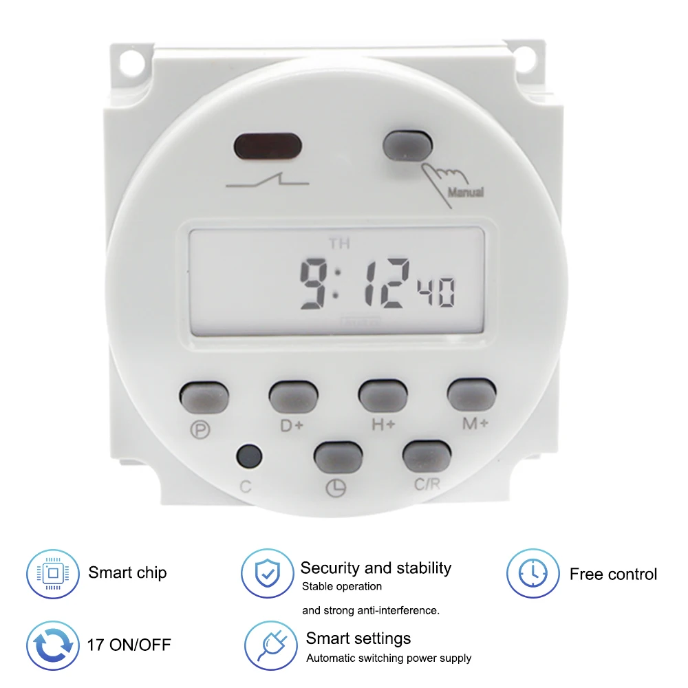 ManHua MT101 12VD 220V 220V Digital Timer Switch 7 Days Weekly Programmable Time Relay Programmer Built-in Rechargeable Battery