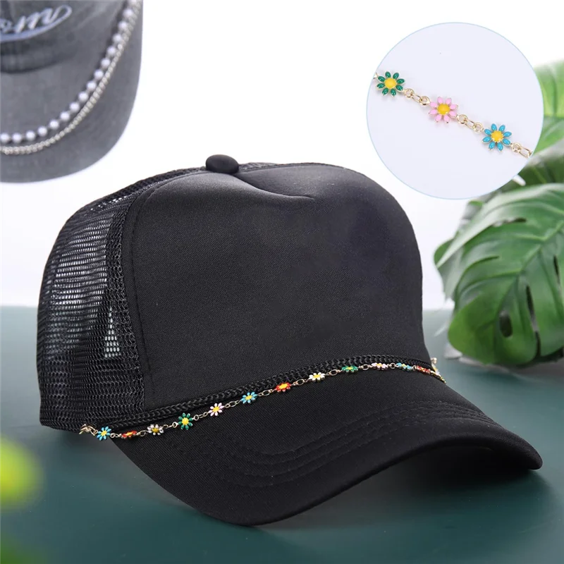 BAAG-14 Pcs Trucker Hat Chains Set - Detachable DIY Metal, Turquoise, Pearl, Flower Charms For Hats And Accessories