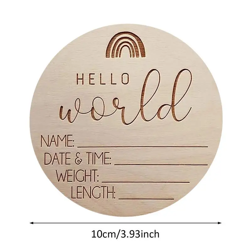 5pcs Wooden Baby Milestone Card Newborn Recording Cards Baby Birth Commemorative Cards Hello Worlds Sign Photography Props