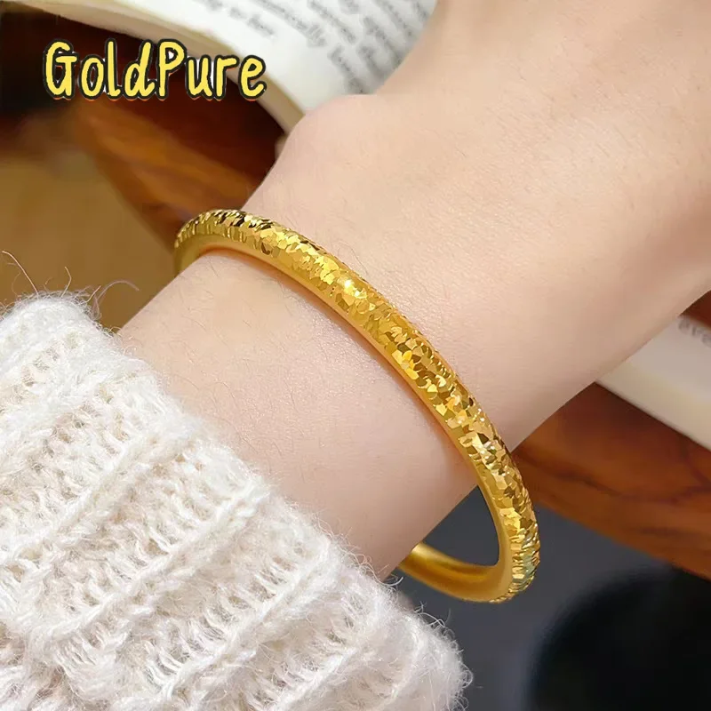 

Goldpure Luxury 24K 9999 Pure Gold real gold Gold shop same style round bracelet all over the sky star plain ring bracelet