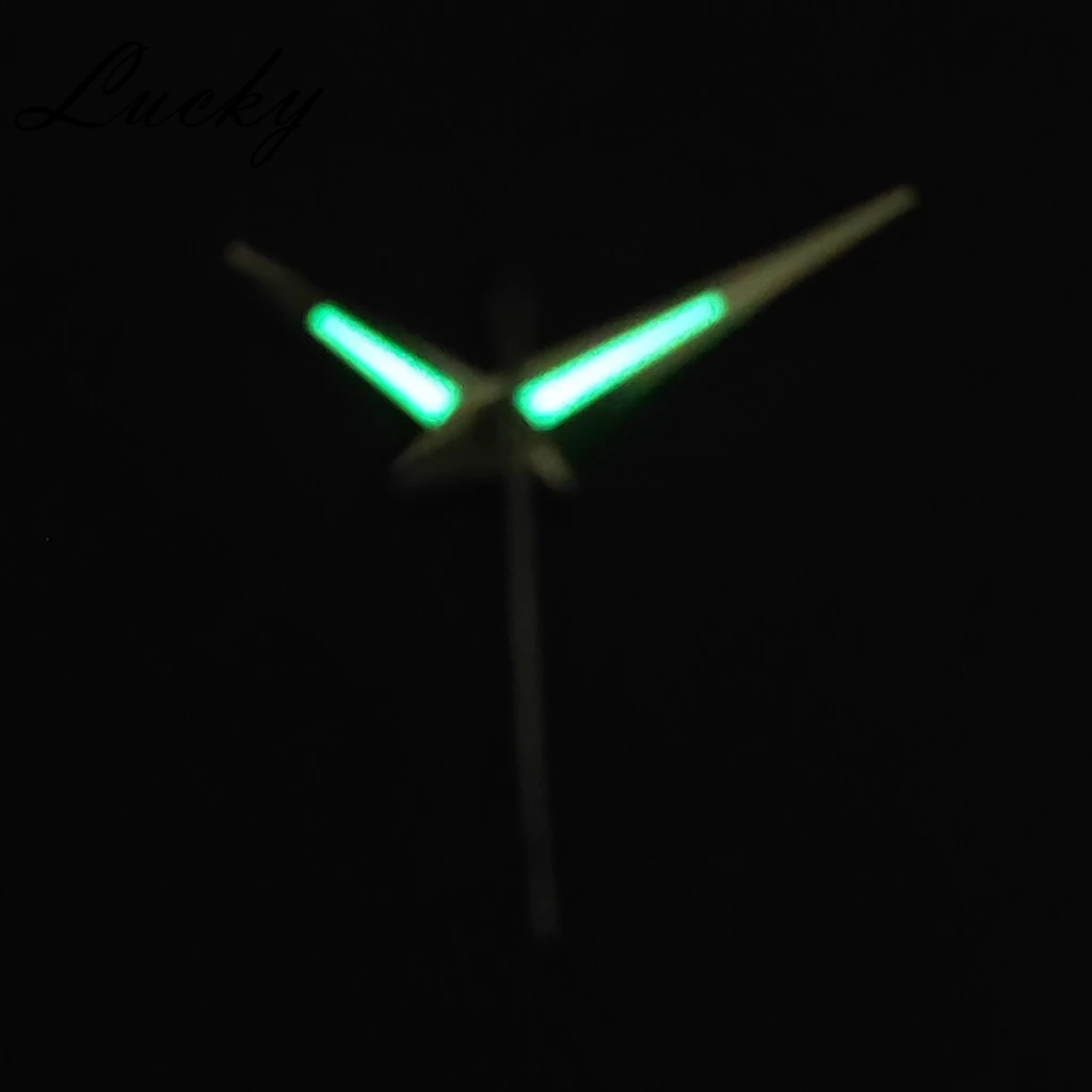 ساعة يد فضية NH35 عالية الجودة باللون الأخضر مضيئة لحركات NH35/NH36/7S26/7S36/4R35/4R36 ملحقات مؤشرات الساعات