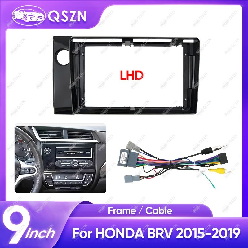 혼다 2015-2019 BRV LHD 9 인치 자동차 라디오 프레임 스테레오 오디오 화면 멀티미디어 비디오 플레이어 네비게이션 케이블 하네스 Canbus