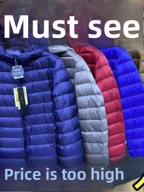 

Men's Lightweight Hooded down Jacket Standard Fit Warm Cotton Outerwear Thin Model Outdoor Short Style Zipper Closure Pure Color