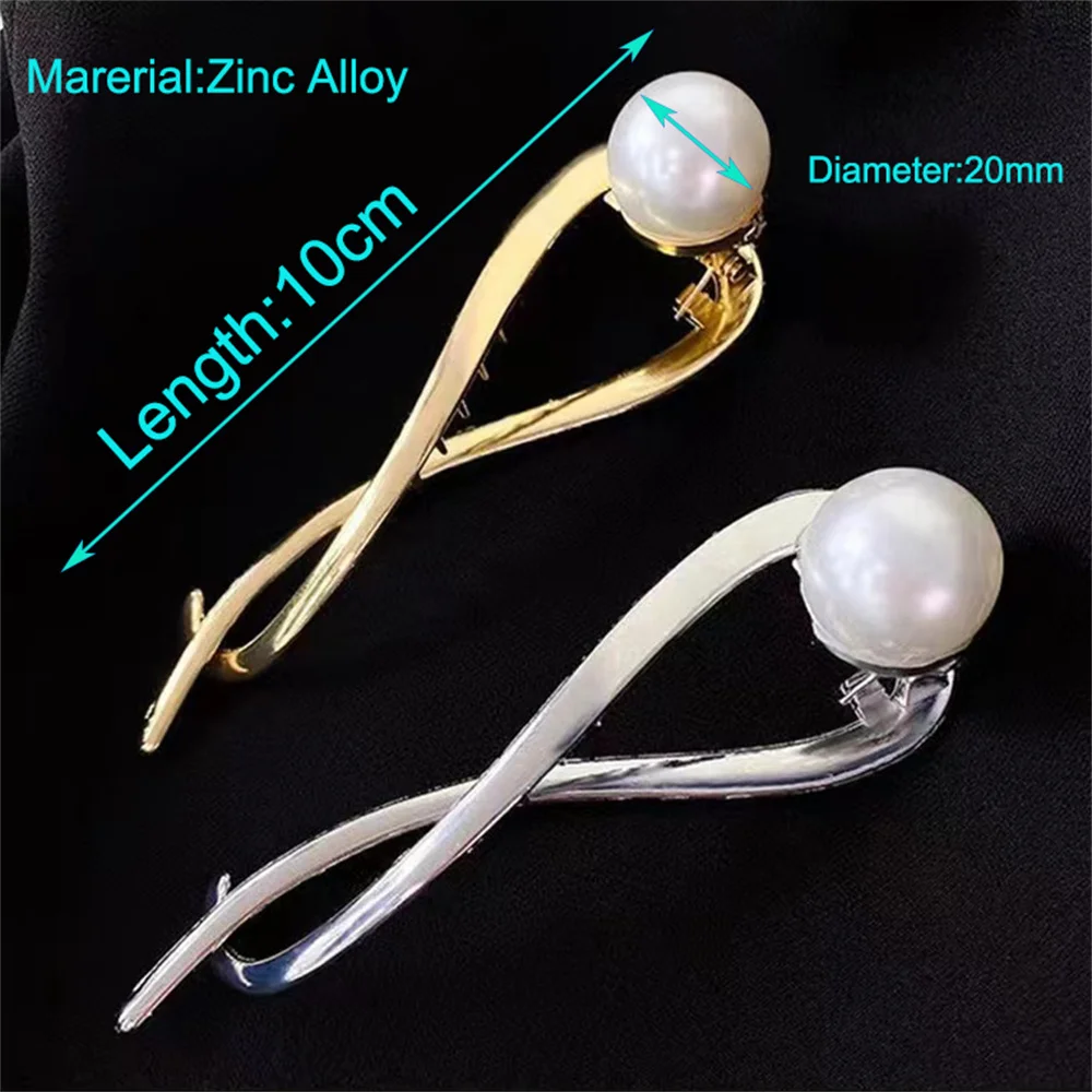 Fashion Metal Pearl Hair Clip Pins Wedding Hair Styling Tools Women Girls Barrettes Banana Twist Clips Hair Bun Jewelry Dropship