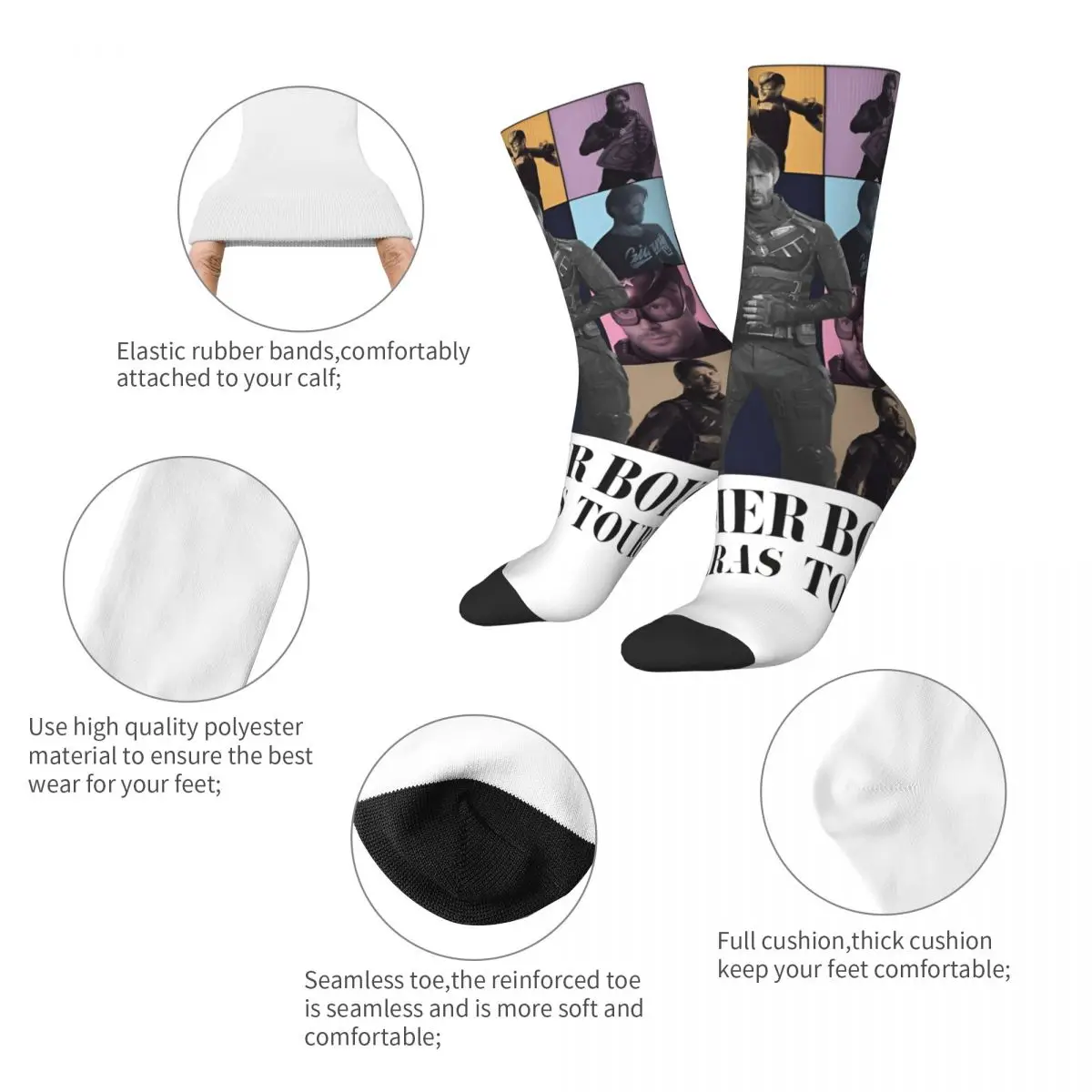 Soldier Boy The Eras Tour Design Theme All Season Socks Product for Male Sweat Absorbing Dress Socks