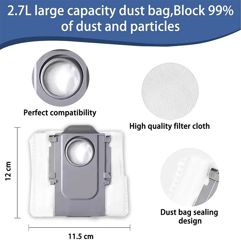 Replacement Accessories Kit For Roborock Q10 S5/Q10 S5+/Q10 X5/Q10 X5+ Robot Vacuum Parts Brush,Filters,Mop Pads,dust Bags view 6