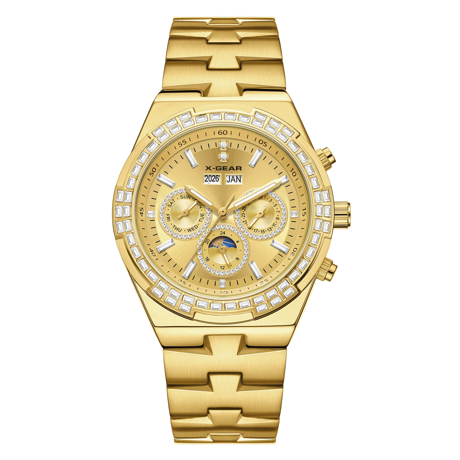 X-GEAR Mens Mechanical Watch Waterproof Luminous Stainless Steel Strap Men's Mechanical Watch Fashion Luxury