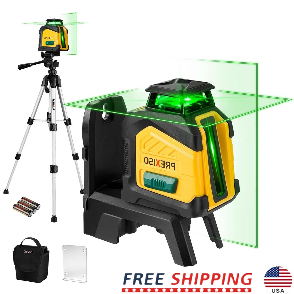 360° Green Laser Level Tripod Self-Leveling Cross Line Tool Maximum Accuracy Measurement 100Ft Construction Floor Installation