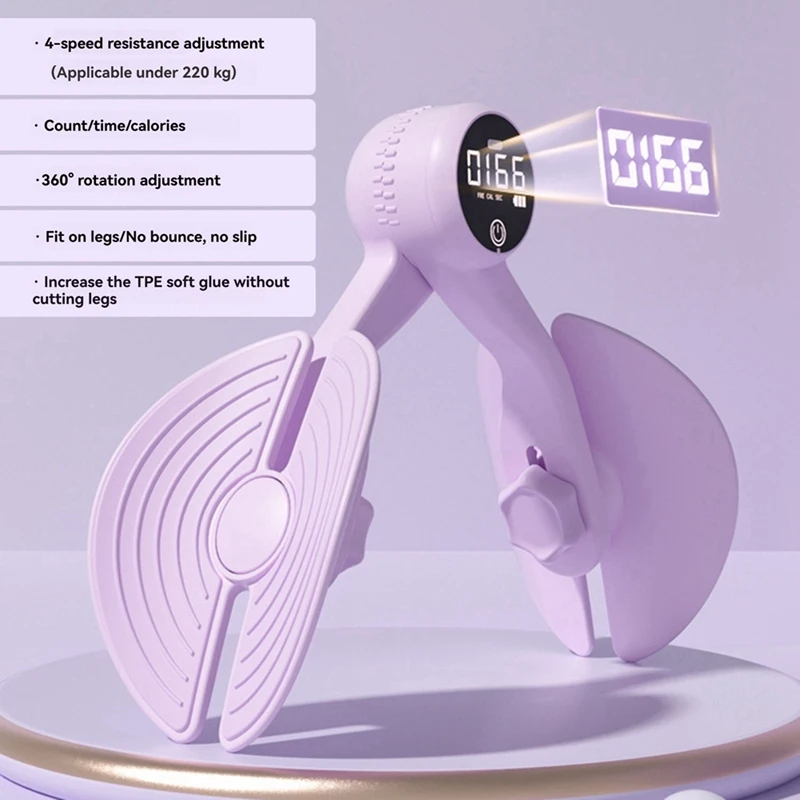 Thigh Master Exerciser With Digital Display, Adjustable Resistance, Rechargeable For Pelvic, Arm, Leg Workouts