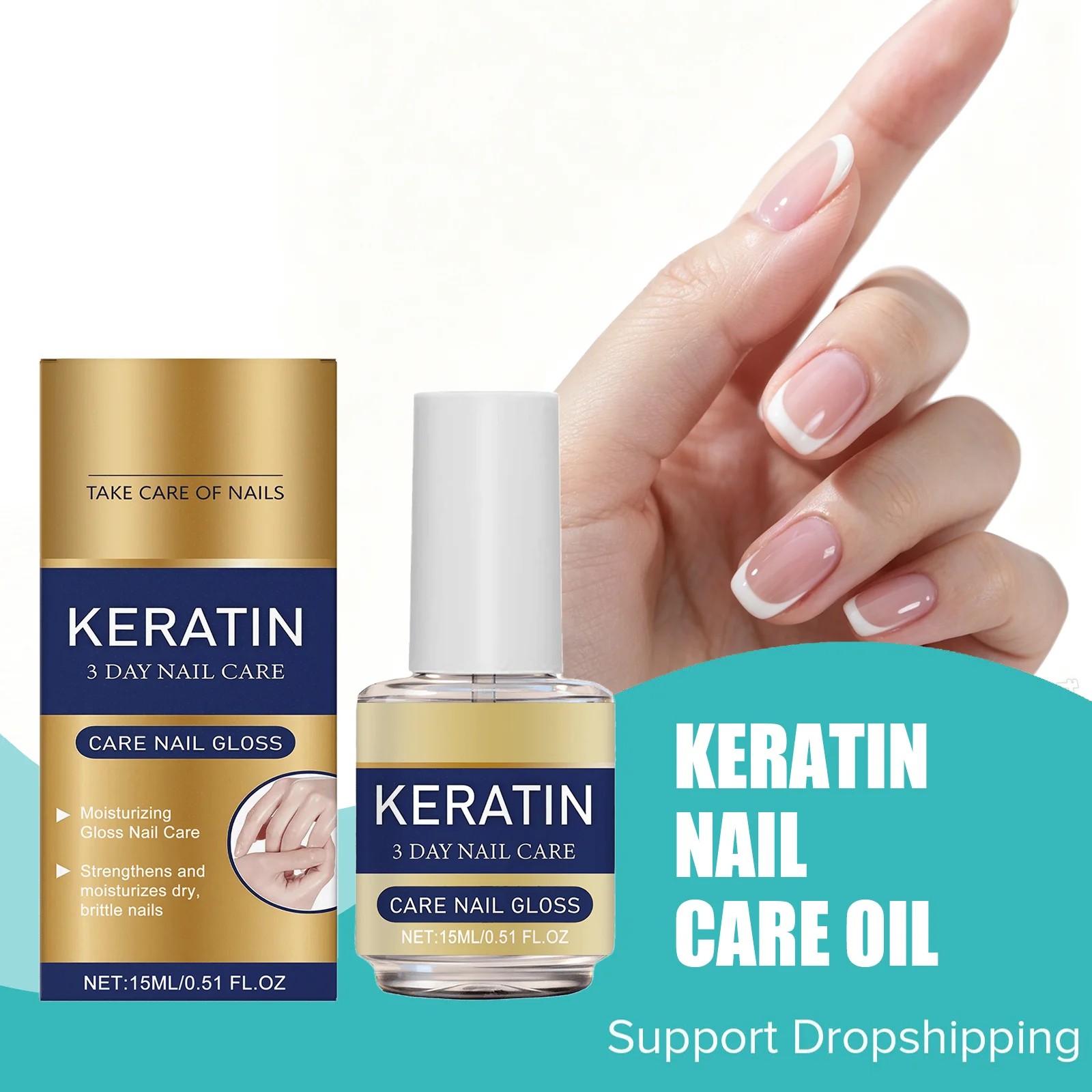 Keratin Nail Care Oil Nail Treatment Repair Damaged Discolored Brittle Nail Strengthen Moisturize Restore Smooth Shine 15ml