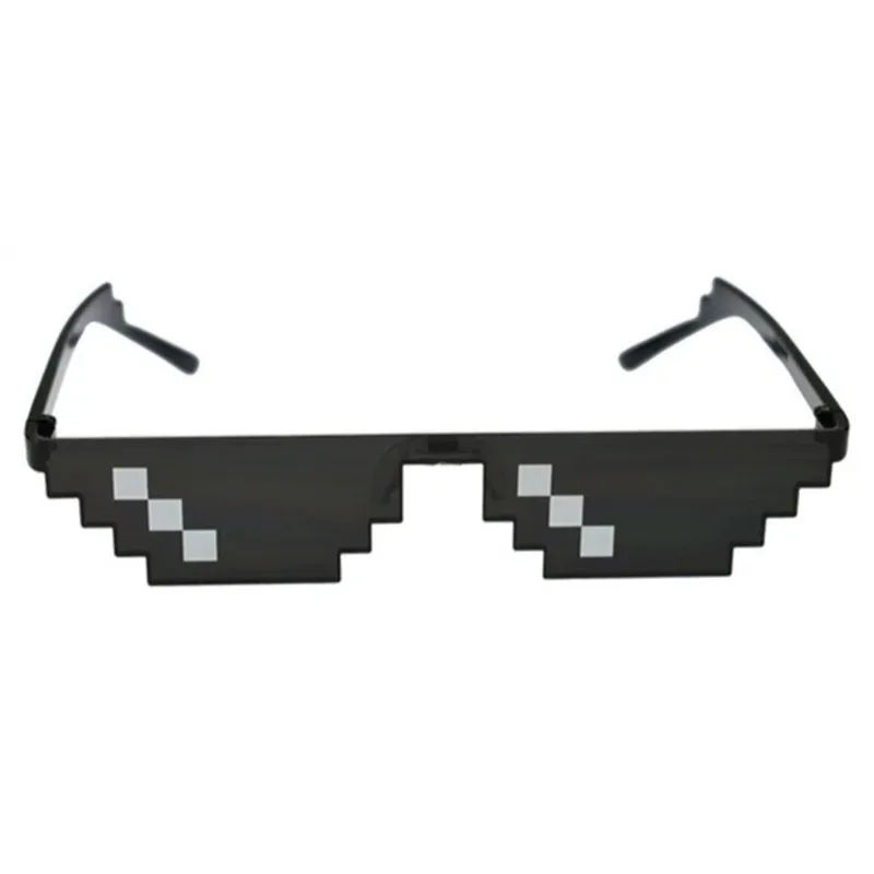 1PCS NEW Mosaic Sunglasses Pixel Black Mosaic Eyelasses 2025 Fashion Trick Thug Life Glasses Cool Jokes Funny Eyewear