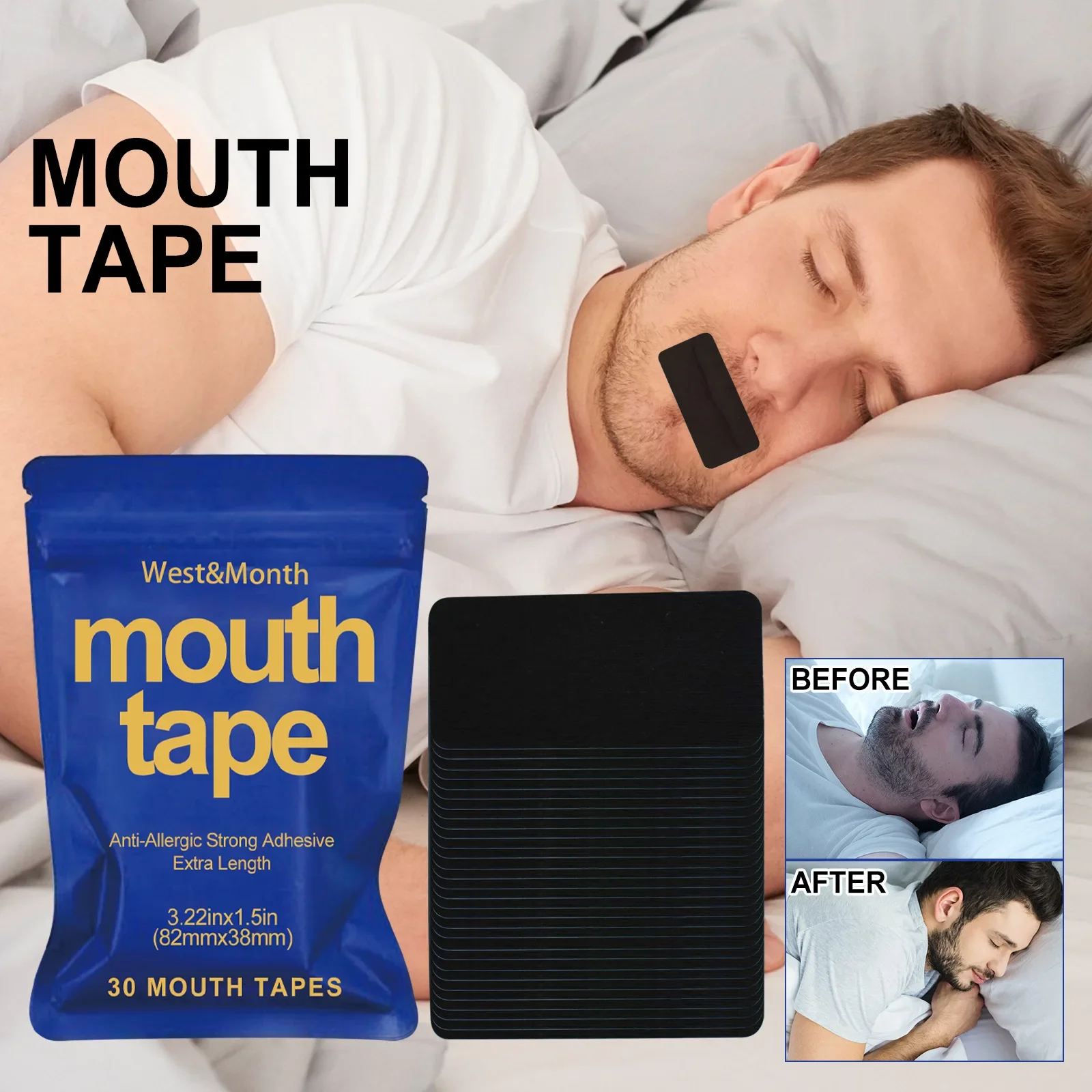 Anti Snoring Mouth Tape Nighttime Sleeping Mouth Breathing Improvement Anti Snoring Insomnia Aid Plaster Personal Health Care