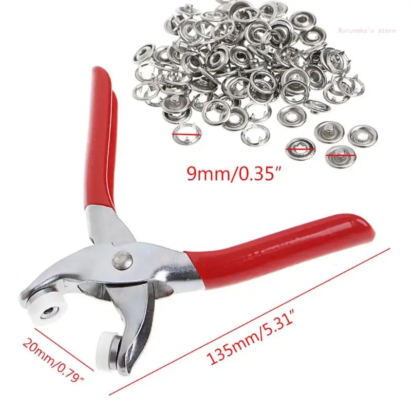โลหะ Prong แหวนกระดุมสแน๊ปกด Studs Plier 9.5มม.HX6D