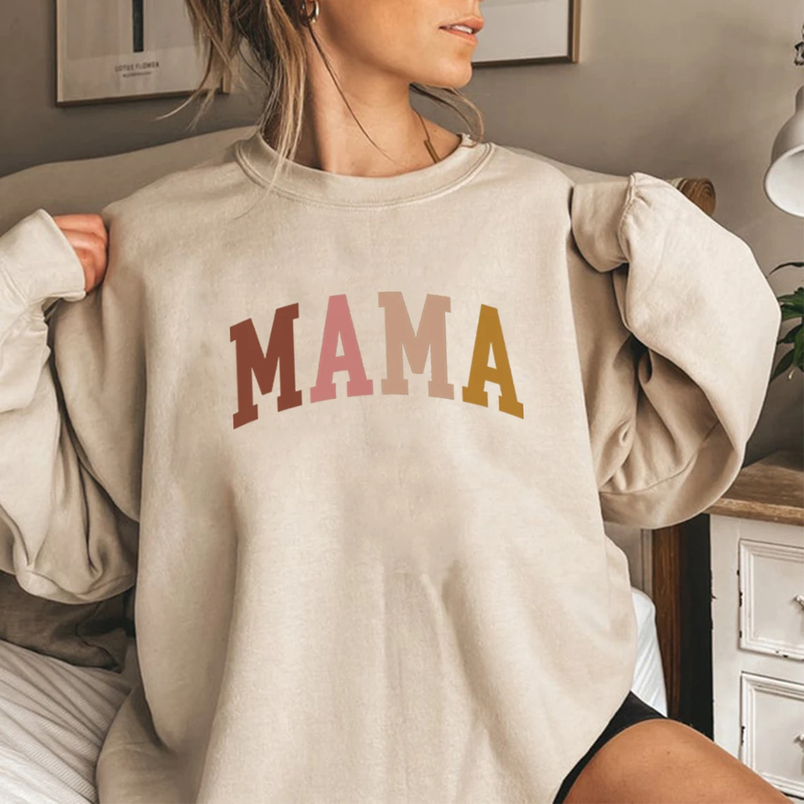 Mama Sweatshirt Mother\'s Day Gift Grandma Sweatshirts Gift for Mother Mom Hoodie Mama Crewneck Pullovers New Mom Clothes