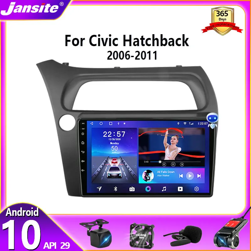 

Jansite Android 10 Car Stereo Radio for Honda Civic Hatchback 2005 - 2011 2 Din Multimedia Video Player Navigation GPS Audio DVD