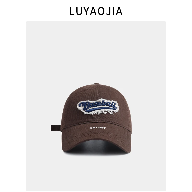 

American retro patch letter embroidered baseball cap for men and women versatile soft top washed curved brim cap