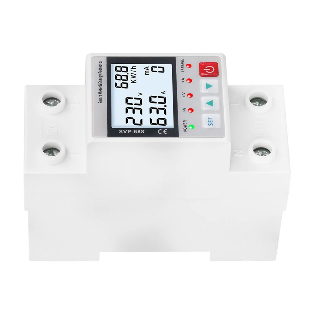 For Smart Home WiFi Backlight Leakage Protector Energy Meter Adjustable Undervoltage 140-210V Adjustable Overvoltage 240-300V