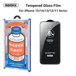 Remax-Película de vidrio templado para iPhone, dureza 9H, antihuellas, no friable, para modelos 15, 15Pro Max, 14, 14Pro, 13/12 Series