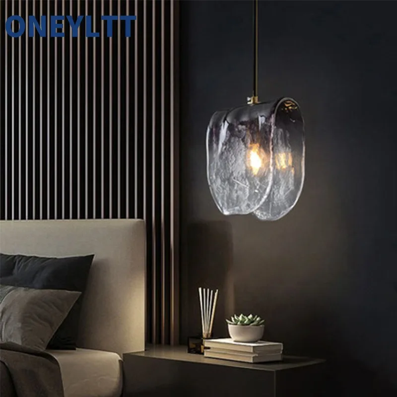 

Light luxury bedroom bedside pendant light, post-modern minimalist dining room, living room, bar counter, long line glass lamp