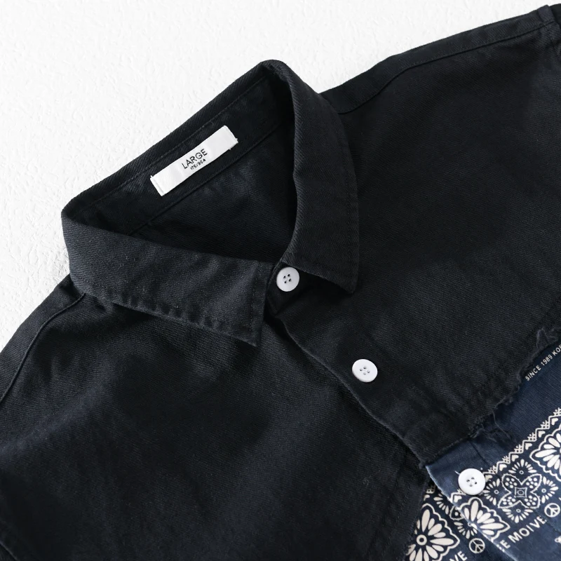 

Designer New Short Sleeve Patchwork Casual Cotton Shirt Men Brand Trend Comfortable Top Clothes Chemise Homme Camisa Masculina