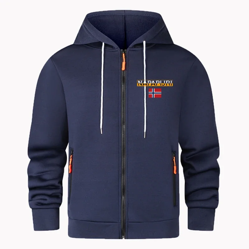 سترة بغطاء للرأس للرجال من High Street، سترة فضفاضة بأكمام طويلة وسحاب ريترو، هوديي