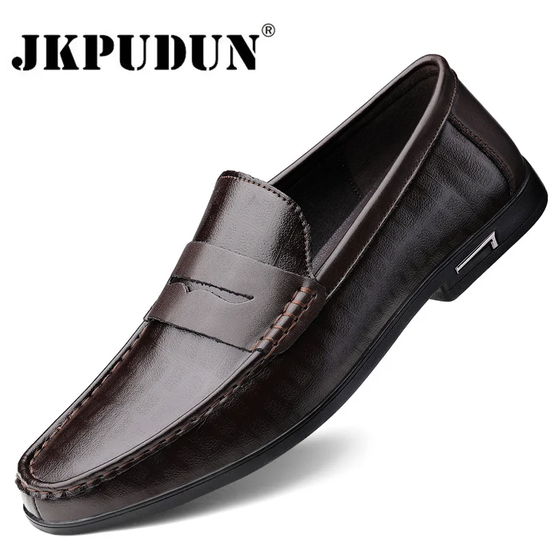 Genuine Leather Men Shoes Casual Italian Men Loafers Breathable Office Shoes Men Designer Slip On Driving Shoes Plus Size 38-46
