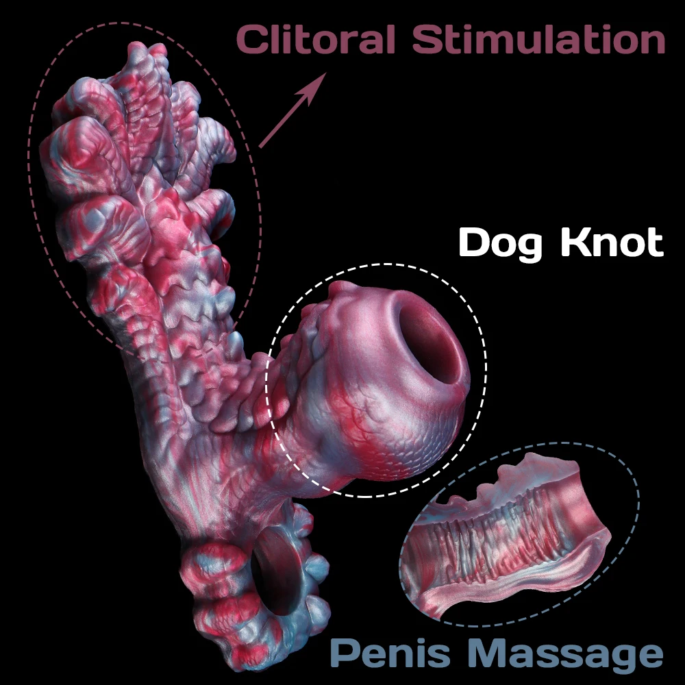 NNSX Realistic Dog Knot Cock Sleeve Silicone Dildo Sheath Elastic Cock Ring for Delay Ejaculation Penis Girth Enhancer Sex Toys view 4