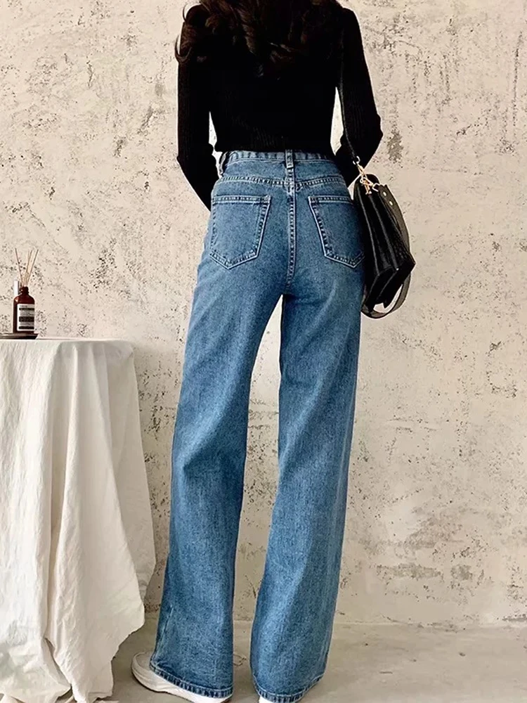 GOPLUS Jeans Woman Y2k Wide Leg Pants High Waist Mom Jeans Korean Fashion Denim Trousers Blue Jean Pantalon Large Femme C11855