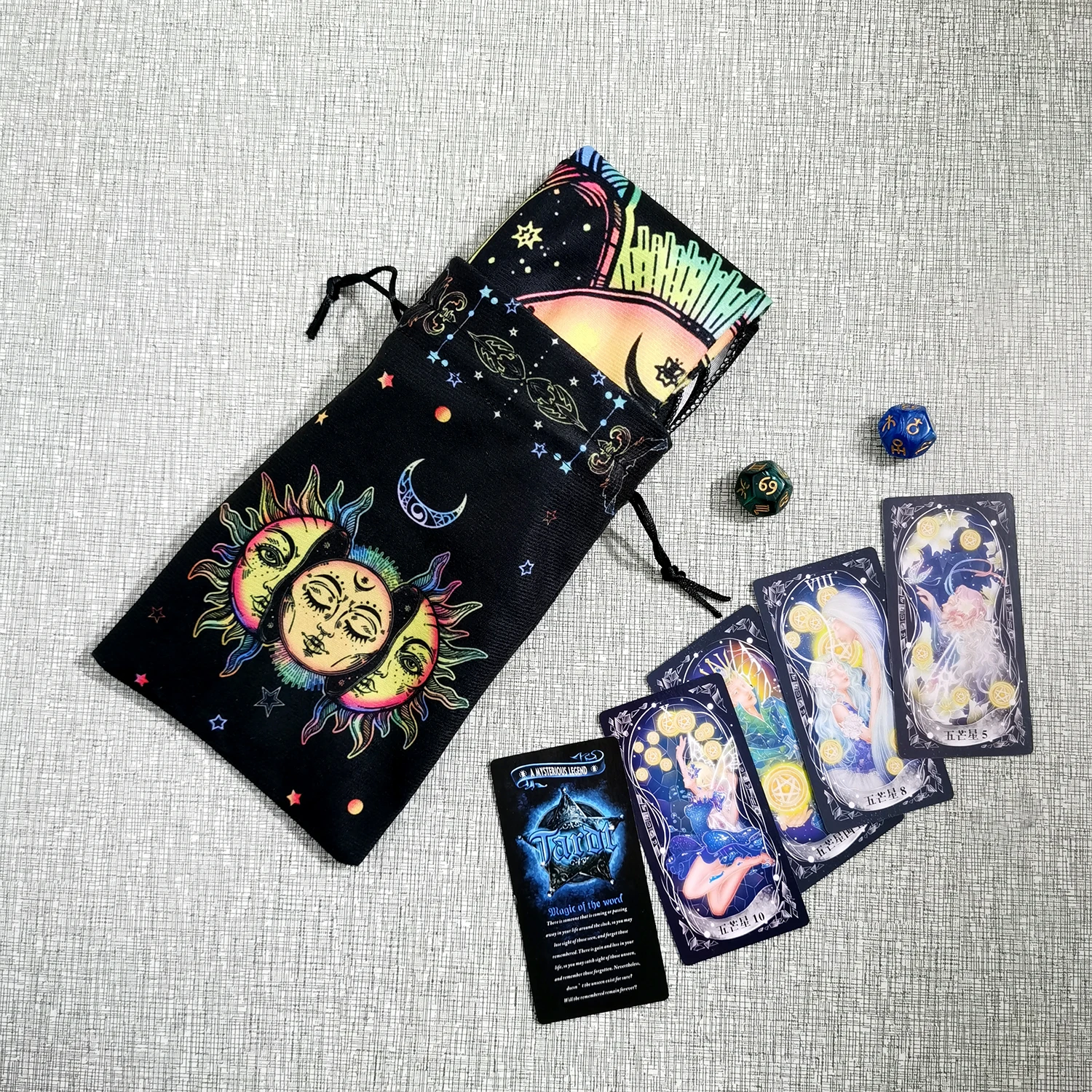 (Free Bag)1pc 29x29In Altar Tarot Card Tablecloth Sun Divination Tarots Game Tablecloth Board Playing Card Mat Velvet Tarots Bag