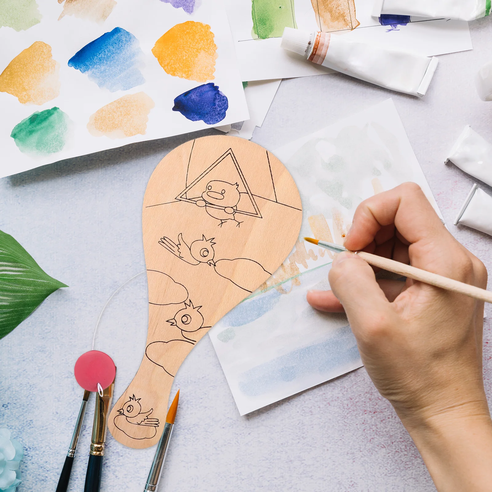 8 قطعة الاطفال مجداف خشبي الحرفية لم تنته مضرب تنس الطاولة فارغة مجداف الكرة مجلس DIY تلوين اللوحة الإبداعية المحمولة